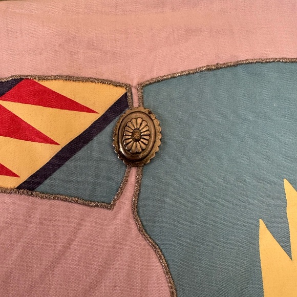 Rare Vintage Wranglers Women’s Southwest Aztec Shirt Pink Bull Design Size Med - Picture 12 of 13